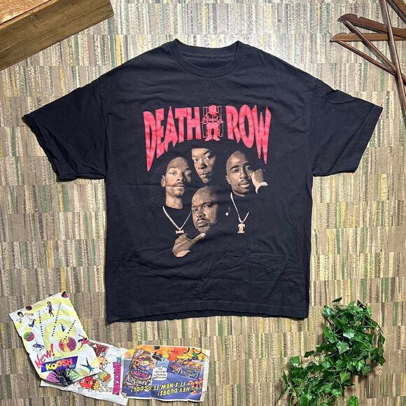 Vintage Death Row Rap Tee Mens XL Black Red Hip Pop Music Band Tour Shirt - Picture 1 of 4